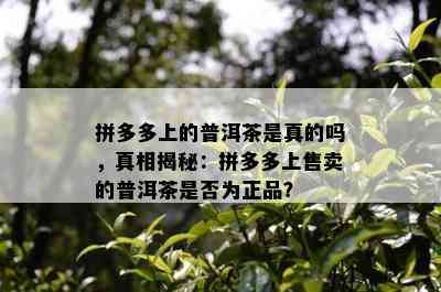 拼多多上的普洱茶是真的吗，真相揭秘：拼多多上售卖的普洱茶是否为正品？