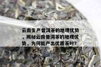 云南生产普洱茶的地理优势，揭秘云南普洱茶的地理优势，为何能产出优质茶叶？