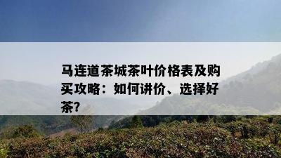 马连道茶城茶叶价格表及购买攻略：如何讲价、选择好茶？