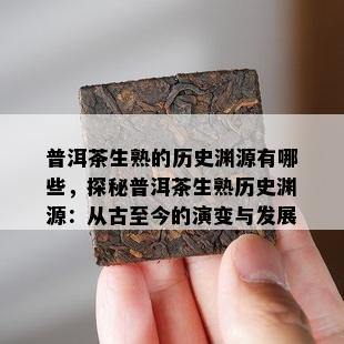 普洱茶生熟的历史渊源有哪些，探秘普洱茶生熟历史渊源：从古至今的演变与发展