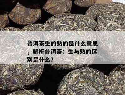 普洱茶生的熟的是什么意思，解析普洱茶：生与熟的区别是什么？