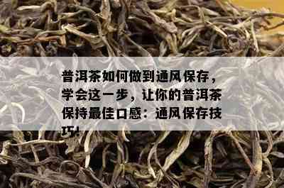 普洱茶如何做到通风保存，学会这一步，让你的普洱茶保持更佳口感：通风保存技巧！