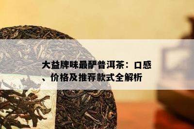 大益牌味最酽普洱茶：口感、价格及推荐款式全解析