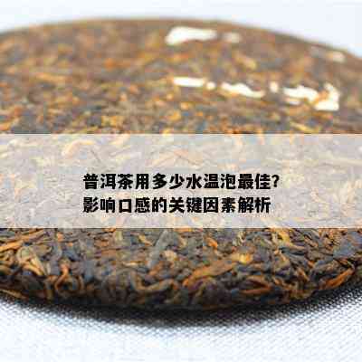 普洱茶用多少水温泡更佳？影响口感的关键因素解析