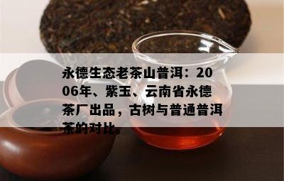 永德生态老茶山普洱：2006年、紫玉、云南省永德茶厂出品，古树与普通普洱茶的对比。