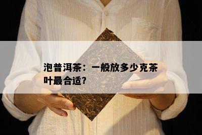 泡普洱茶：一般放多少克茶叶最合适？