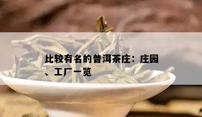 比较有名的普洱茶庄：庄园、工厂一览