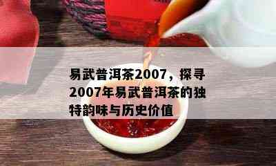 易武普洱茶2007，探寻2007年易武普洱茶的独特韵味与历史价值