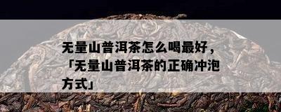 无量山普洱茶怎么喝更好，「无量山普洱茶的正确冲泡方式」