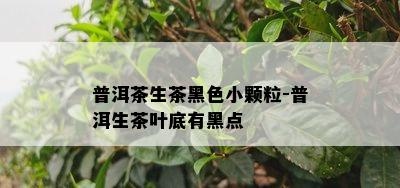 普洱茶生茶黑色小颗粒-普洱生茶叶底有黑点