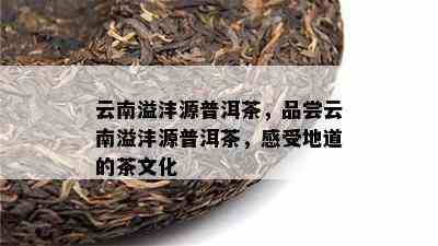 云南溢沣源普洱茶，品尝云南溢沣源普洱茶，感受地道的茶文化