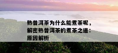 熟普洱茶为什么能煮茶呢，解密熟普洱茶的煮茶之道：原因解析