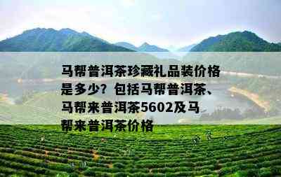 马帮普洱茶珍藏礼品装价格是多少？包括马帮普洱茶、马帮来普洱茶5602及马帮来普洱茶价格