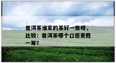 普洱茶谁家的茶好一些呀，比较：普洱茶哪个口感更胜一筹？