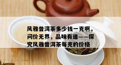 风雅普洱茶多少钱一克啊，问价无界，品味有道——探究风雅普洱茶每克的价格