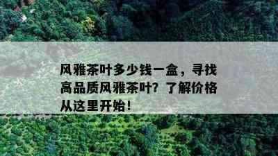 风雅茶叶多少钱一盒，寻找高品质风雅茶叶？了解价格从这里开始！