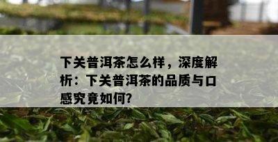 下关普洱茶怎么样，深度解析：下关普洱茶的品质与口感究竟如何？