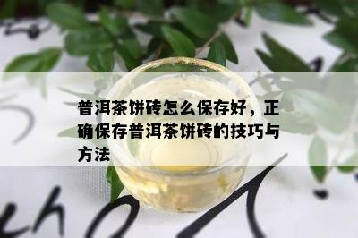 普洱茶饼砖怎么保存好，正确保存普洱茶饼砖的技巧与方法