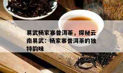 易武杨家寨普洱茶，探秘云南易武：杨家寨普洱茶的独特韵味