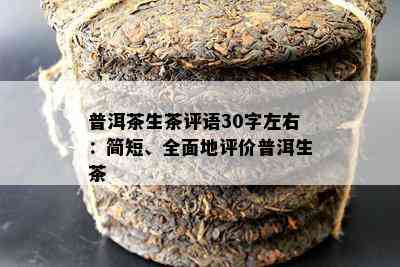 普洱茶生茶评语30字左右：简短、全面地评价普洱生茶