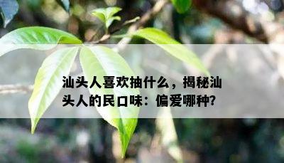 汕头人喜欢抽什么，揭秘汕头人的民口味：偏爱哪种？