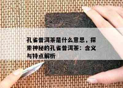 孔雀普洱茶是什么意思，探索神秘的孔雀普洱茶：含义与特点解析