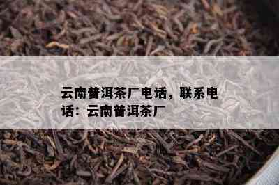 云南普洱茶厂电话，联系电话：云南普洱茶厂