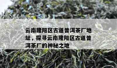 云南隆阳区古道普洱茶厂地址，探寻云南隆阳区古道普洱茶厂的神秘之地