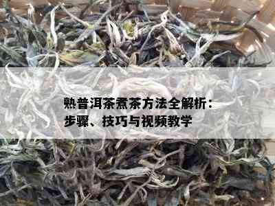 熟普洱茶煮茶方法全解析：步骤、技巧与视频教学