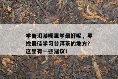 学普洱茶哪里学更好呢，寻找更佳学习普洱茶的地方？这里有一些建议！