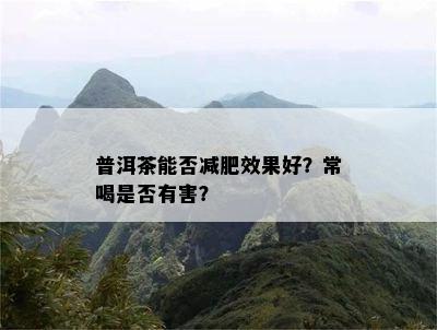 普洱茶能否减肥效果好？常喝是否有害？