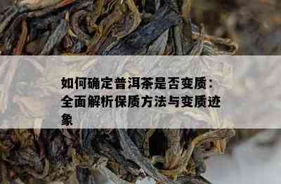 如何确定普洱茶是否变质：全面解析保质方法与变质迹象