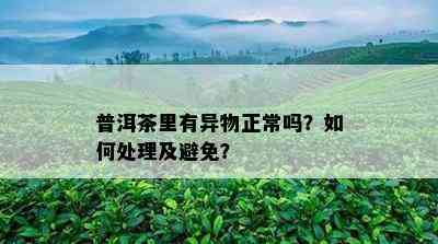 普洱茶里有异物正常吗？如何处理及避免？