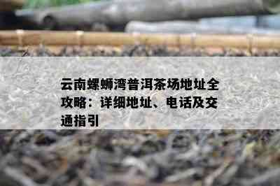 云南螺蛳湾普洱茶场地址全攻略：详细地址、电话及交通指引