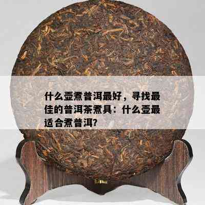 什么壶煮普洱更好，寻找更佳的普洱茶煮具：什么壶最适合煮普洱？