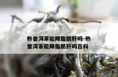 熟普洱茶能降脂肪肝吗-熟普洱茶能降脂肪肝吗百科