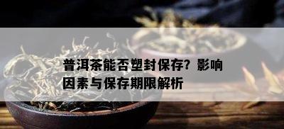 普洱茶能否塑封保存？影响因素与保存期限解析