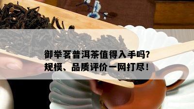 御举茗普洱茶值得入手吗？规模、品质评价一网打尽！