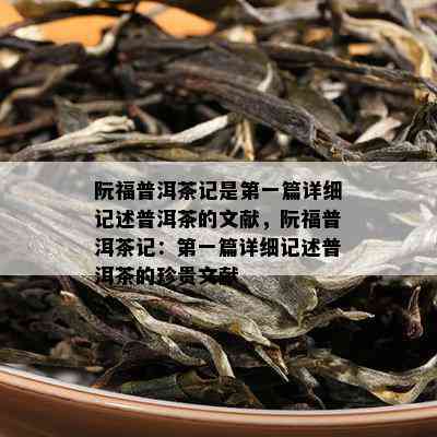 阮福普洱茶记是之一篇详细记述普洱茶的文献，阮福普洱茶记：之一篇详细记述普洱茶的珍贵文献