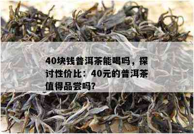 40块钱普洱茶能喝吗，探讨性价比：40元的普洱茶值得品尝吗？