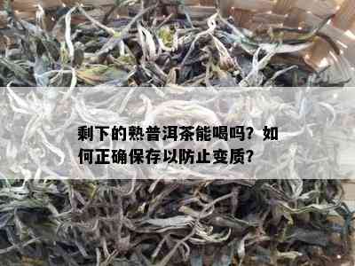 剩下的熟普洱茶能喝吗？如何正确保存以防止变质？