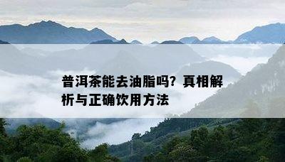 普洱茶能去油脂吗？真相解析与正确饮用方法