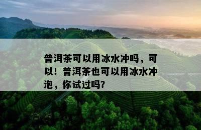 普洱茶可以用冰水冲吗，可以！普洱茶也可以用冰水冲泡，你试过吗？