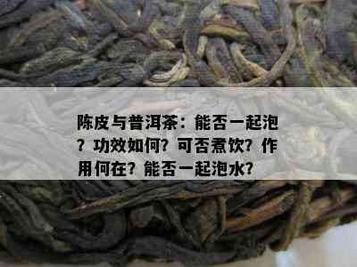 陈皮与普洱茶：能否一起泡？功效如何？可否煮饮？作用何在？能否一起泡水？