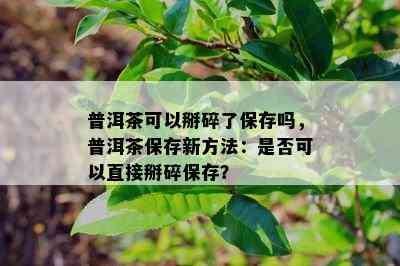 普洱茶可以掰碎了保存吗，普洱茶保存新方法：是否可以直接掰碎保存？