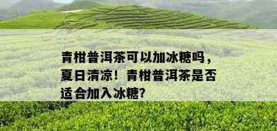 青柑普洱茶可以加冰糖吗，夏日清凉！青柑普洱茶是否适合加入冰糖？