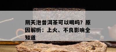 阴天泡普洱茶可以喝吗？原因解析：上火、不良影响全知道