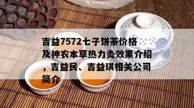 吉益7572七子饼茶价格及神农本草热力灸效果介绍，吉益民、吉益琪相关公司简介