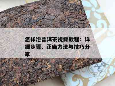 怎样泡普洱茶视频教程：详细步骤、正确方法与技巧分享