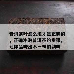 普洱茶叶怎么泡才是正确的，正确冲泡普洱茶的步骤，让你品味出不一样的韵味